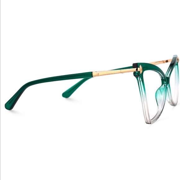 ZEELOOL-5.00 Prescription Kelly Green Ombré Large Frame Fashion Glasses - Picture 3 of 6